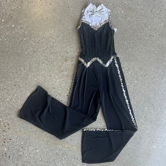 70s/80s Retro Tuxedo Sequin Jumpsuit - Picture 1 of 8